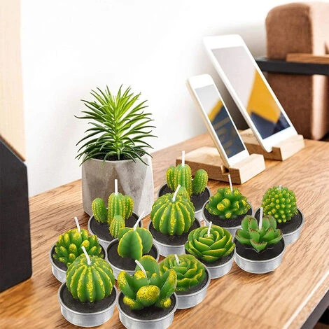 12 Bougies De Cactus, Bougies Succulentes De Plantes Artificielles, Bougies De Cire De Thé De La Saint-Valentin Pour Les Fêtes, Mariages, Spas, Cadeaux De Décoration Pour La MaisonUN 4 12 Bougies De Cactus, Bougies Succulentes De Plantes Artificielles, Bougies De Cire De Thé De La Saint-Valentin Pour Les Fêtes, Mariages, Spas, Cadeaux De Décoration Pour La MaisonUN – Image 2