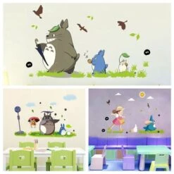 Nouveau Dessin Animé Animation Vinyle Totoro Stickers Muraux Pour Enfants Chambre Café/bar/décoration De La Maison Affiche Totoro Fonds D'écran -ATMOSPHERA || VIDAXL || Safavieh Soldes 88773409 3