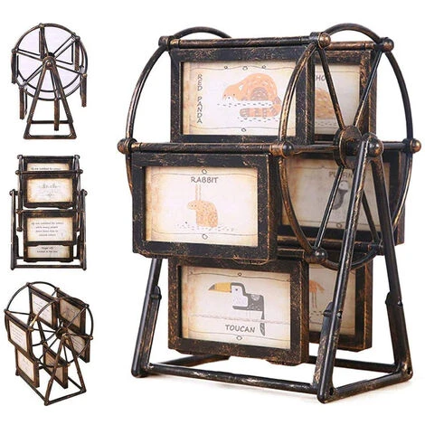 Cadre Photo De Famille Rétro Vintage Bricolage Grande Roue Moulin à Vent Rotatif Cadre Photo Décor à La Maison Cadeau Style Nostalgique 4 Cadre Photo De Famille Rétro Vintage Bricolage Grande Roue Moulin à Vent Rotatif Cadre Photo Décor à La Maison Cadeau Style Nostalgique – Image 2