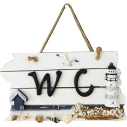 Plaque De Porte WC Décoration Marine Motif Phare Bois