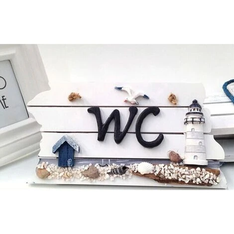 Plaque De Porte WC Décoration Marine Motif Phare Bois 5 Plaque De Porte WC Décoration Marine Motif Phare Bois – Image 3