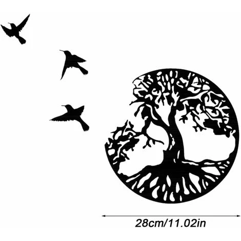Art Mural En Métal Arbre De Vie Avec Oiseaux Déco Noir - 28CM/11.02in Décoration Murale Arbre De Vie Deco Metal Murale Moderne Signe De Famille Arbre En Métal Décoration D'intérieur 5 Art Mural En Métal Arbre De Vie Avec Oiseaux Déco Noir - 28CM/11.02in Décoration Murale Arbre De Vie Deco Metal Murale Moderne Signe De Famille Arbre En Métal Décoration D'intérieur – Image 3