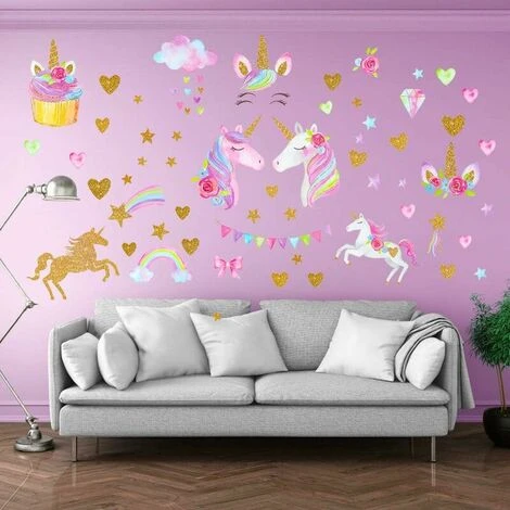 Stickers Muraux Licorne Pour Filles Garçons Chambre, Grand Vinyle Maison Decal Pour Les Enfants Salon Chambre Filles Chambre Décor 4 Stickers Muraux Licorne Pour Filles Garçons Chambre, Grand Vinyle Maison Decal Pour Les Enfants Salon Chambre Filles Chambre Décor – Image 2