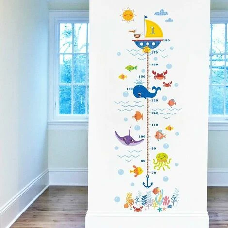 Sous L'eau Monde Dessin Animé Algue Corail Requin Méduse Crabe Bulle Bateau Croissance Hauteur Toise Amovible Stickers Muraux Autocollants, Enfants Bébé Chambre Pépinière DIY Stickers Mural 3 Sous L'eau Monde Dessin Animé Algue Corail Requin Méduse Crabe Bulle Bateau Croissance Hauteur Toise Amovible Stickers Muraux Autocollants, Enfants Bébé Chambre Pépinière DIY Stickers Mural