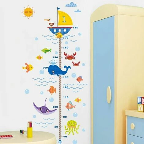 Sous L'eau Monde Dessin Animé Algue Corail Requin Méduse Crabe Bulle Bateau Croissance Hauteur Toise Amovible Stickers Muraux Autocollants, Enfants Bébé Chambre Pépinière DIY Stickers Mural 4 Sous L'eau Monde Dessin Animé Algue Corail Requin Méduse Crabe Bulle Bateau Croissance Hauteur Toise Amovible Stickers Muraux Autocollants, Enfants Bébé Chambre Pépinière DIY Stickers Mural – Image 2