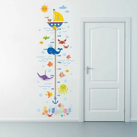 Sous L'eau Monde Dessin Animé Algue Corail Requin Méduse Crabe Bulle Bateau Croissance Hauteur Toise Amovible Stickers Muraux Autocollants, Enfants Bébé Chambre Pépinière DIY Stickers Mural 6 Sous L'eau Monde Dessin Animé Algue Corail Requin Méduse Crabe Bulle Bateau Croissance Hauteur Toise Amovible Stickers Muraux Autocollants, Enfants Bébé Chambre Pépinière DIY Stickers Mural – Image 4