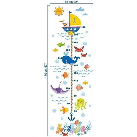 Sous L'eau Monde Dessin Animé Algue Corail Requin Méduse Crabe Bulle Bateau Croissance Hauteur Toise Amovible Stickers Muraux Autocollants, Enfants Bébé Chambre Pépinière DIY Stickers Mural 7 Sous L'eau Monde Dessin Animé Algue Corail Requin Méduse Crabe Bulle Bateau Croissance Hauteur Toise Amovible Stickers Muraux Autocollants, Enfants Bébé Chambre Pépinière DIY Stickers Mural – Image 5