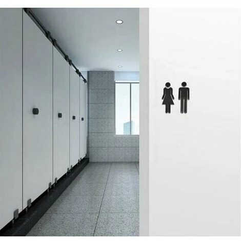 CKNGFV 2pcs Signe D'autocollant De Porte De Toilette De Cafétéria D'htel De Restaurant Public De 12x4cmWC 6 CKNGFV 2pcs Signe D'autocollant De Porte De Toilette De Cafétéria D'htel De Restaurant Public De 12x4cmWC – Image 4