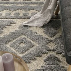 Paco Home Tapis Poils Longs Tapis Salon Shaggy Aspect 3D Ethnique Boho Look Vintage Doux 60x100 Cm, Gris 3 -ATMOSPHERA || VIDAXL || Safavieh Soldes 89570797 3