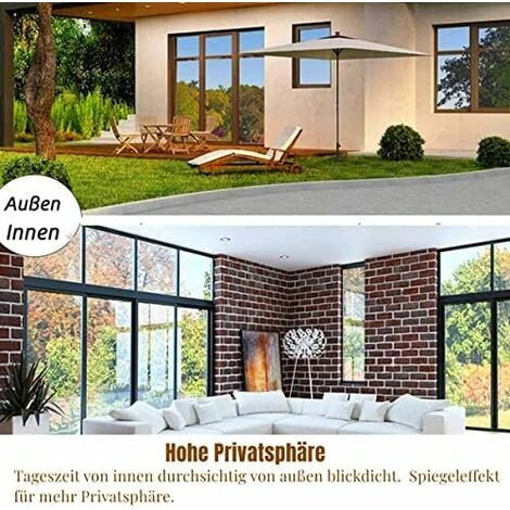 Miroir Film Fenêtre 100 X 200cm De Protection Solaire Intérieure Ou Extérieure Autocollant Film Anti UV - Isolation Thermique - Argenté 4 Miroir Film Fenêtre 100 X 200cm De Protection Solaire Intérieure Ou Extérieure Autocollant Film Anti UV - Isolation Thermique - Argenté – Image 2