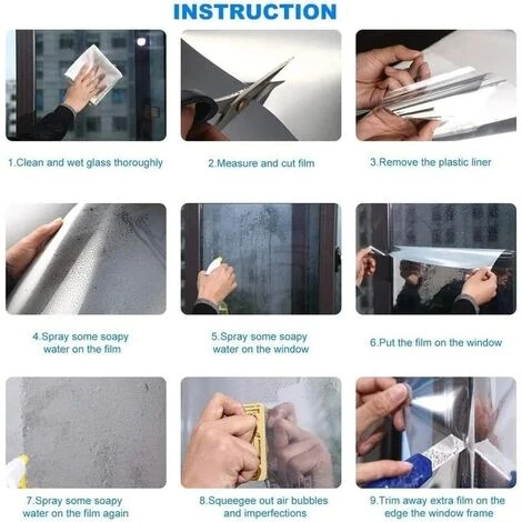 Film Miroir Fenêtre Sans Tain Anti Chaleur Anti-Regard Contrôle De La Température Protection De La Vie Privée Film Adhésif Réfléchissant Pour Fenêtre Maison Bureau Magasin (30400cm, Noir-Arg 7 Film Miroir Fenêtre Sans Tain Anti Chaleur Anti-Regard Contrôle De La Température Protection De La Vie Privée Film Adhésif Réfléchissant Pour Fenêtre Maison Bureau Magasin (30400cm, Noir-Arg – Image 5
