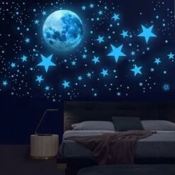 1003 Pièces Autocollants Lumineux, Lune Et Etoiles Phosphorescente Autocollant Mural, Lumineuses Stickers Muraux Pour Enfant Adult Chambres Plafond Décoration