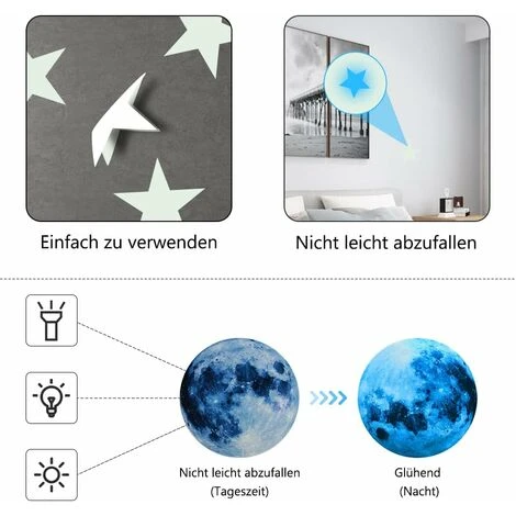 1003 Pièces Autocollants Lumineux, Lune Et Etoiles Phosphorescente Autocollant Mural, Lumineuses Stickers Muraux Pour Enfant Adult Chambres Plafond Décoration 7 1003 Pièces Autocollants Lumineux, Lune Et Etoiles Phosphorescente Autocollant Mural, Lumineuses Stickers Muraux Pour Enfant Adult Chambres Plafond Décoration – Image 5
