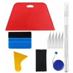 KAEJYIUT Kit Covering,Outils De Film Pour Papier Peint,Fenêtre Voiture,Carrelage Vinyle,Raclette Pour Pose Adhesif,avec Squeegee Au Silicone,Couteau Universel Et Des Lames