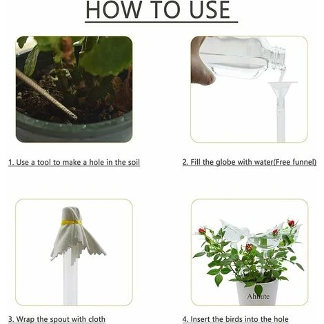 6 Globes D'arrosage En PVC Avec Pointes D'auto-arrosage En Forme D'oiseau Pour Plantes Intérieur Et Extérieur 6 6 Globes D'arrosage En PVC Avec Pointes D'auto-arrosage En Forme D'oiseau Pour Plantes Intérieur Et Extérieur – Image 4