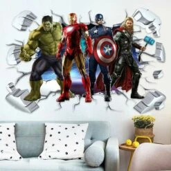 3d Avengers Wall Sticker Marvel Super Hero Wallpaper Pour La Décoration De La Chambre