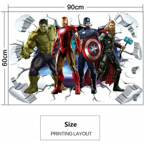 3d Avengers Wall Sticker Marvel Super Hero Wallpaper Pour La Décoration De La Chambre 5 3d Avengers Wall Sticker Marvel Super Hero Wallpaper Pour La Décoration De La Chambre – Image 3