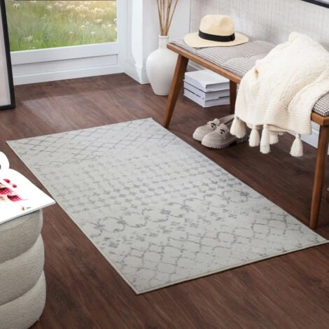 SURYA Tapis De Couloir à Poils Courts Et Doux Berbère Ethnique Blanc Et Gris 80x150 Cm 3 SURYA Tapis De Couloir à Poils Courts Et Doux Berbère Ethnique Blanc Et Gris 80x150 Cm