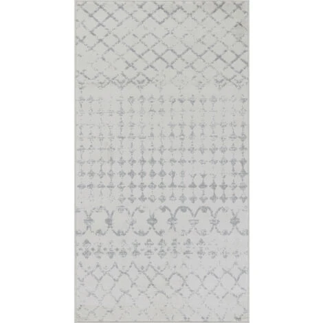 SURYA Tapis De Couloir à Poils Courts Et Doux Berbère Ethnique Blanc Et Gris 80x150 Cm 4 SURYA Tapis De Couloir à Poils Courts Et Doux Berbère Ethnique Blanc Et Gris 80x150 Cm – Image 2