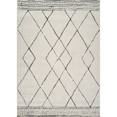 SURYA Tapis De Salon à Poils Courts Et Doux Berbère Ethnique Ivoire Et Noir 200x275 Cm 4 SURYA Tapis De Salon à Poils Courts Et Doux Berbère Ethnique Ivoire Et Noir 200x275 Cm – Image 2