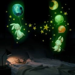 Muraux Fluorescent Enfants, Lune Étoiles Lapins Et Ballons Etoiles Phosphorescentes Plafond Mural Lumineux Autocollants Pour Bébé Chambres D'enfants Plafond Décoration -ATMOSPHERA || VIDAXL || Safavieh Soldes 90765905 4