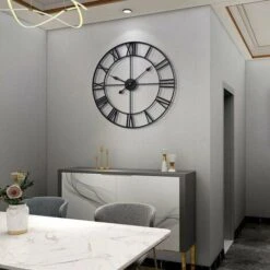 Grande Horloge Murale De Style Vintage, Ronde, En Métal, Silencieuse, Sans Tic-tac, à Piles, 40 Cm, Chiffres Romains Noirs, Horloges De Salon, Chambre à Coucher, Décoration De Cuisine Noir 9 Grande Horloge Murale De Style Vintage, Ronde, En Métal, Silencieuse, Sans Tic-tac, à Piles, 40 Cm, Chiffres Romains Noirs, Horloges De Salon, Chambre à Coucher, Décoration De Cuisine Noir -ATMOSPHERA || VIDAXL || Safavieh Soldes 90775159 3