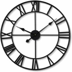 Grande Horloge Murale De Style Vintage, Ronde, En Métal, Silencieuse, Sans Tic-tac, à Piles, 40 Cm, Chiffres Romains Noirs, Horloges De Salon, Chambre à Coucher, Décoration De Cuisine Noir 10 Grande Horloge Murale De Style Vintage, Ronde, En Métal, Silencieuse, Sans Tic-tac, à Piles, 40 Cm, Chiffres Romains Noirs, Horloges De Salon, Chambre à Coucher, Décoration De Cuisine Noir -ATMOSPHERA || VIDAXL || Safavieh Soldes 90775159 4