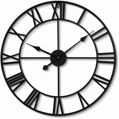 Grande Horloge Murale De Style Vintage, Ronde, En Métal, Silencieuse, Sans Tic-tac, à Piles, 40 Cm, Chiffres Romains Noirs, Horloges De Salon, Chambre à Coucher, Décoration De Cuisine Noir 6 Grande Horloge Murale De Style Vintage, Ronde, En Métal, Silencieuse, Sans Tic-tac, à Piles, 40 Cm, Chiffres Romains Noirs, Horloges De Salon, Chambre à Coucher, Décoration De Cuisine Noir – Image 4