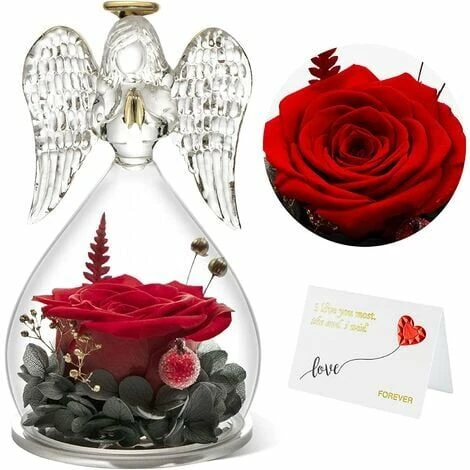 Rose Eternelle Sous Dme Ange, Cadeau Maman, Fleurs Eternelles Avec Ange Figurine,Cadeau Fete Des Meres,Vraie Rose Avec Ange Gardien,Cadeau Anniversaire Femme,Cadeau Femme,Rouge 3 Rose Eternelle Sous Dme Ange, Cadeau Maman, Fleurs Eternelles Avec Ange Figurine,Cadeau Fete Des Meres,Vraie Rose Avec Ange Gardien,Cadeau Anniversaire Femme,Cadeau Femme,Rouge