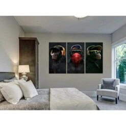 Toile Murale à Motif De Singes De La Sagesse - Impression Sur Toile Pour Salon, Décoration D'intérieur Moderne , 30 X 50 Cm ,3 Pièces -ATMOSPHERA || VIDAXL || Safavieh Soldes 91155842 3