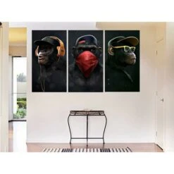 Toile Murale à Motif De Singes De La Sagesse - Impression Sur Toile Pour Salon, Décoration D'intérieur Moderne , 30 X 50 Cm ,3 Pièces -ATMOSPHERA || VIDAXL || Safavieh Soldes 91155842 5
