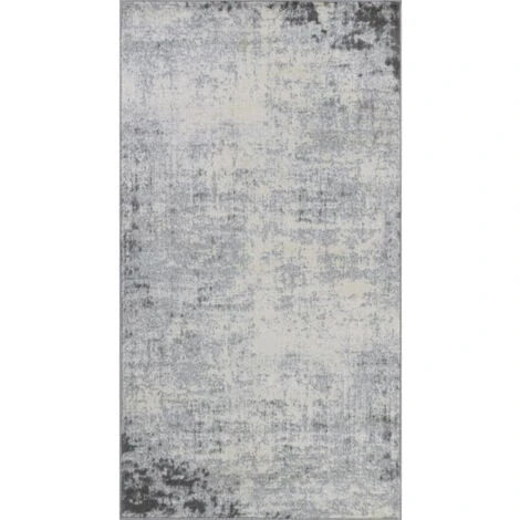 SURYA Tapis De Couloir à Poils Courts Et Doux Abstrait Moderne Blanc Et Anthracite 80x150 Cm 4 SURYA Tapis De Couloir à Poils Courts Et Doux Abstrait Moderne Blanc Et Anthracite 80x150 Cm – Image 2