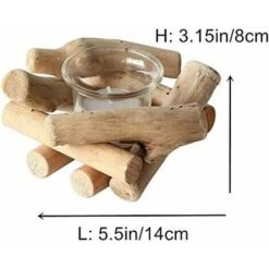 Bougeoir En Bois Naturel En Bois Flotté Avec Support Pour Bougie Et Tasse En Verre,Côtier De Pays Rustique Pour La Décoration De La Maison Fête De Mariage Rustique Anniversaire Decoration -ATMOSPHERA || VIDAXL || Safavieh Soldes 91341054 3