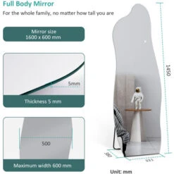 EMKE Miroir Sur Pied 145x50 Cm, Miroir Pleine Avec Formes Irrégulières Pour Salon, Chambre, Salon Et Dressing 3 Lumières Couleurs 11 EMKE Miroir Sur Pied 145x50 Cm, Miroir Pleine Avec Formes Irrégulières Pour Salon, Chambre, Salon Et Dressing 3 Lumières Couleurs -ATMOSPHERA || VIDAXL || Safavieh Soldes 91343339 5