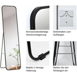 Meykoers Miroir Sur Pied 160 X 40 Cm Miroir Pleine Longueur Ou Miroir Suspendu Mural - Le Noir Cadre - Pour Vestiaire, Salon, Chambre à Coucher -ATMOSPHERA || VIDAXL || Safavieh Soldes 91487108 3