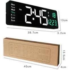 Grande Horloge Murale Numérique Télécommande Température Date Affichage De La Semaine Mise Hors Tension Mémoire Table Horloge Murale Double Alarme Horloges LED -ATMOSPHERA || VIDAXL || Safavieh Soldes 92150972 3