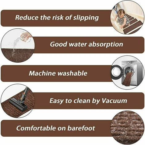 Dontodent Lot De 15 Marchettes D'escalier, 20 X 76 Cm Tapis De Sécurité Antidérapant Tapis D'intérieur Antidérapant Pour Enfants, Aînés Et Animaux De Compagnie Avec Adhésif Réutilisable, Marron 6 Dontodent Lot De 15 Marchettes D'escalier, 20 X 76 Cm Tapis De Sécurité Antidérapant Tapis D'intérieur Antidérapant Pour Enfants, Aînés Et Animaux De Compagnie Avec Adhésif Réutilisable, Marron – Image 4