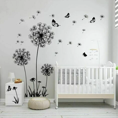 2 Pièces Stickers Muraux Noirs Pissenlits Pour La Décoration Murale, XXL Grandes Fleurs De Pissenlit Plantes Autocollants Collants Peintures Pour Salon Chambre Antichambre Couloir Fenêtre 165X130cm 6 2 Pièces Stickers Muraux Noirs Pissenlits Pour La Décoration Murale, XXL Grandes Fleurs De Pissenlit Plantes Autocollants Collants Peintures Pour Salon Chambre Antichambre Couloir Fenêtre 165X130cm – Image 4
