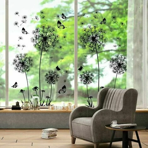 2 Pièces Stickers Muraux Noirs Pissenlits Pour La Décoration Murale, XXL Grandes Fleurs De Pissenlit Plantes Autocollants Collants Peintures Pour Salon Chambre Antichambre Couloir Fenêtre 165X130cm 7 2 Pièces Stickers Muraux Noirs Pissenlits Pour La Décoration Murale, XXL Grandes Fleurs De Pissenlit Plantes Autocollants Collants Peintures Pour Salon Chambre Antichambre Couloir Fenêtre 165X130cm – Image 5