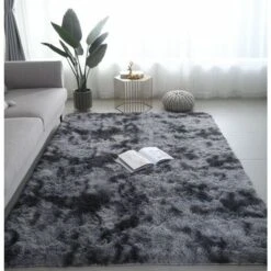 Tapis De Salon Shaggy 160 X 230cm En Peluche Gris Foncé Fibre De Polypropylène Souple Tapis Antidérapante