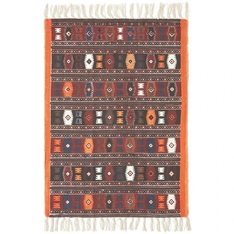 HOMESCAPES Tapis Kilim Imprimé Terracotta, Noir Et Marron 60 X 90 Cm 4 HOMESCAPES Tapis Kilim Imprimé Terracotta, Noir Et Marron 60 X 90 Cm – Image 2