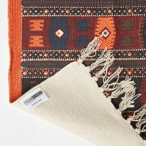 HOMESCAPES Tapis Kilim Imprimé Terracotta, Noir Et Marron 60 X 90 Cm 7 HOMESCAPES Tapis Kilim Imprimé Terracotta, Noir Et Marron 60 X 90 Cm – Image 5