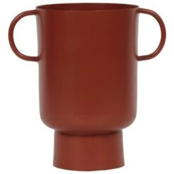 Petit Vase En Métal Avec Anses - H.17 Cm - Terracotta - BILIAN