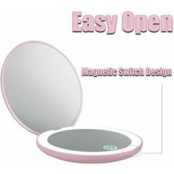 Miroir Compact Led, Rechargeable Grossissement 1x/10x Miroir Compact, Petit Miroir De Maquillage De Voyage Dimmable, Miroir De Poche, Cadeaux Pour Filles,Rose -ATMOSPHERA || VIDAXL || Safavieh Soldes 93349088 5