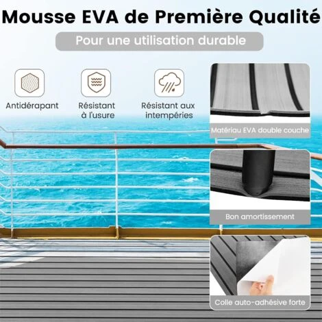GOPLUS Revêtement De Sol 240 X 90 CM En Mousse EVA Pour Bateau Yacht, Tapis De Sol Antidérapant Couvert Modifiable Et Confortable, Feuille Terrasse Autoadhésif 5 GOPLUS Revêtement De Sol 240 X 90 CM En Mousse EVA Pour Bateau Yacht, Tapis De Sol Antidérapant Couvert Modifiable Et Confortable, Feuille Terrasse Autoadhésif – Image 3