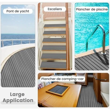 GOPLUS Revêtement De Sol 240 X 90 CM En Mousse EVA Pour Bateau Yacht, Tapis De Sol Antidérapant Couvert Modifiable Et Confortable, Feuille Terrasse Autoadhésif 6 GOPLUS Revêtement De Sol 240 X 90 CM En Mousse EVA Pour Bateau Yacht, Tapis De Sol Antidérapant Couvert Modifiable Et Confortable, Feuille Terrasse Autoadhésif – Image 4
