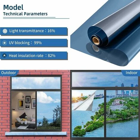 MINKUROW Film Fenetre Anti Regard Film Miroir Fenêtre Sans Tain Film Anti Chaleur Anti UV Électrostatique Protection De La Vie Privée Film Miroir Pour Fenetre De Bureau Maison Magasin 45×200CM Bleu 5 MINKUROW Film Fenetre Anti Regard Film Miroir Fenêtre Sans Tain Film Anti Chaleur Anti UV Électrostatique Protection De La Vie Privée Film Miroir Pour Fenetre De Bureau Maison Magasin 45×200CM Bleu – Image 3