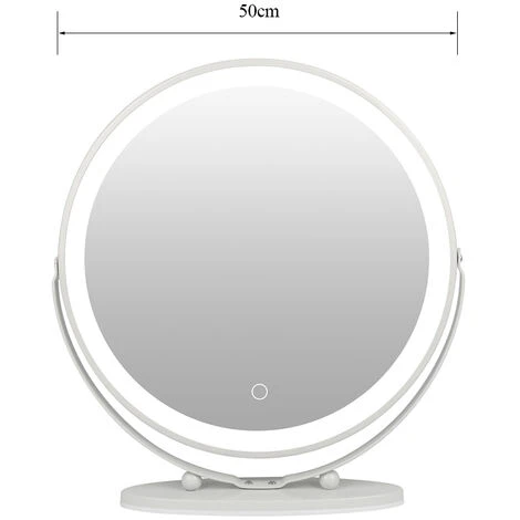 Hofuton Miroir De Maquillage à Ecran Tactile Eclairé Avec LED, Miroir Rond De Maquillage De Coiffeuse Pour Table, Blanc, 50CM, Blanc Froid 4 Hofuton Miroir De Maquillage à Ecran Tactile Eclairé Avec LED, Miroir Rond De Maquillage De Coiffeuse Pour Table, Blanc, 50CM, Blanc Froid – Image 2