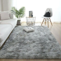 Tapis Shaggy Chambre Shaggy Tapis Pour Salon Tapis De Sol Grand Pour Couloir Soft Tapis à Poils Longs Moelleux Tapis Antidérapant Intérieur Moelleux Pour Salon Chambre Enfants(Gris Blanc, 80 X 160 Cm)