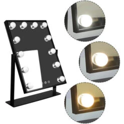 Miroir De Maquillage Avec 12 Ampoules LED, Miroir Cosmétique Rotatif Lumineux, Noir -ATMOSPHERA || VIDAXL || Safavieh Soldes 94337113 3